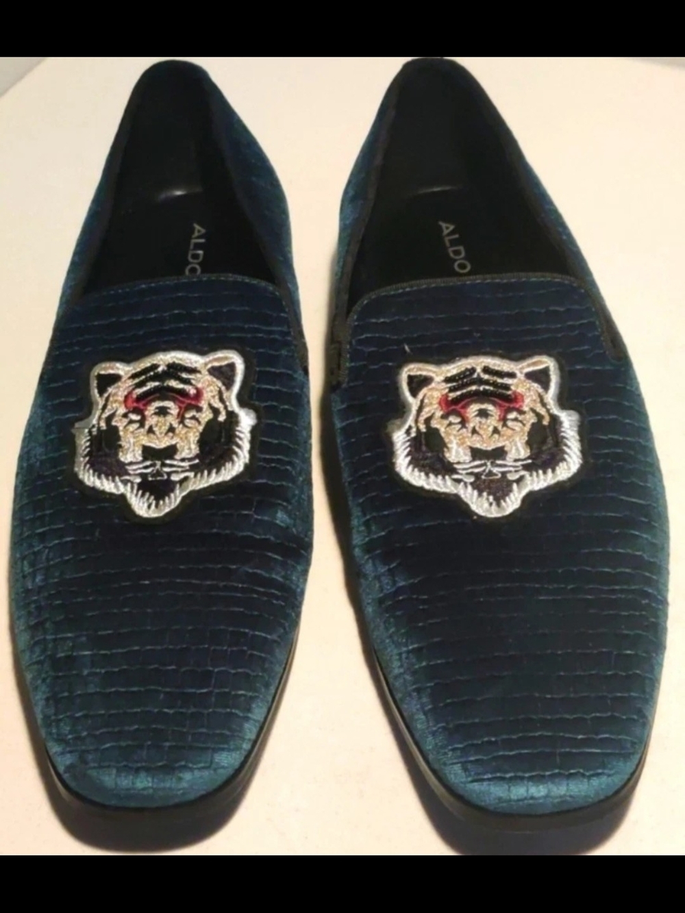 Aldo Mens 12 Blue/Green Textile Loafersย New